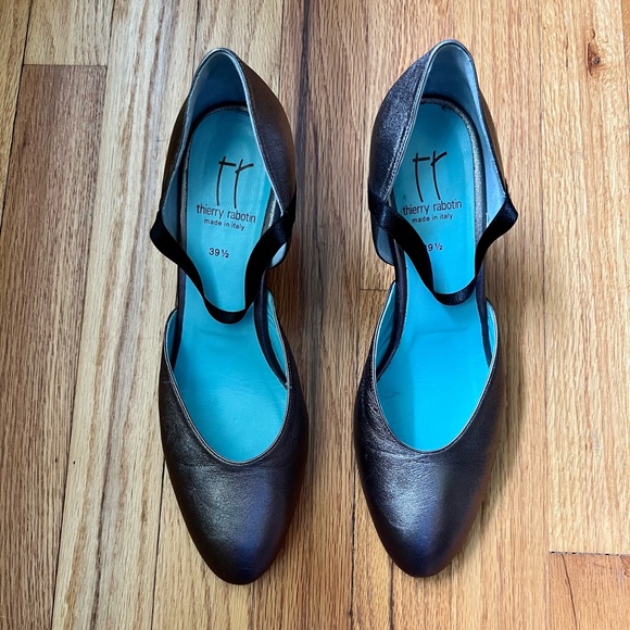 THIERRY RABOTIN Metallic Leather Heels 39.5 - Picture 3 of 10